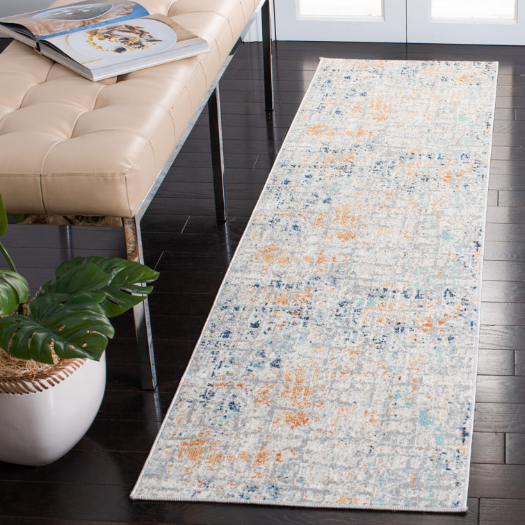 17 Stories Husted Abstract Rust/Blue Area Rug Wayfair